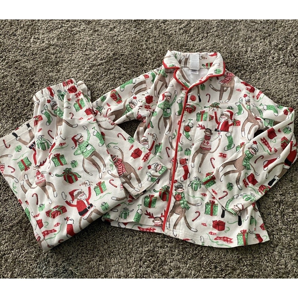 Nite Nite Munki‎ Munki Kids Pajamas 6-7 Sock Monkey 2 Piece